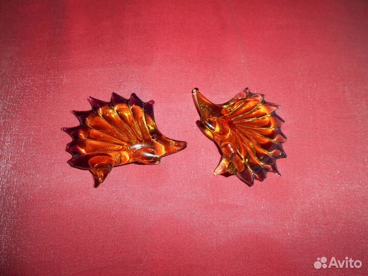 Ежики из стекла СССР- 2 шт