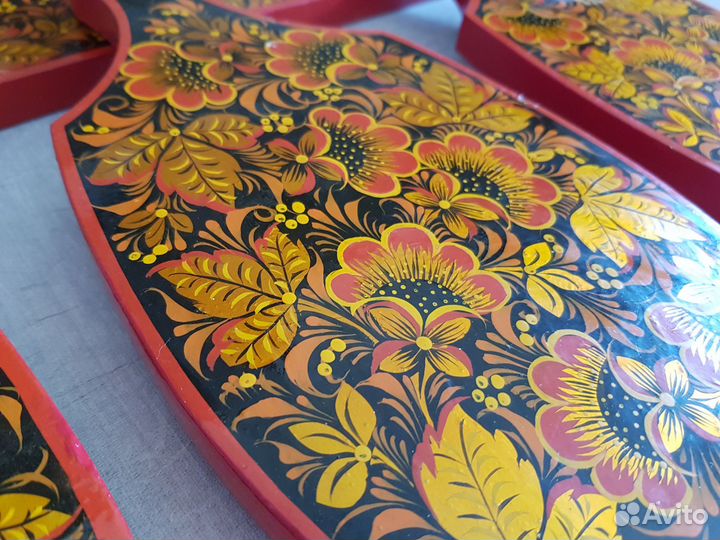 Набор разделочных досок. Хохломская роспись