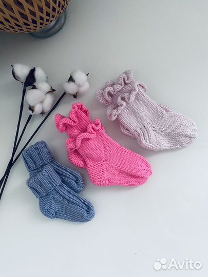 Шерстяные носки пинетки для новорожденных