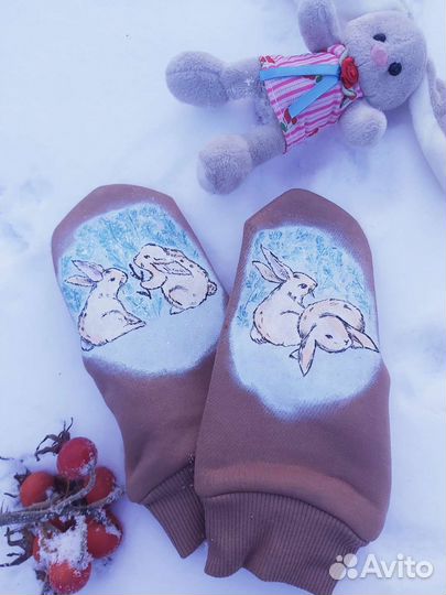 Варежки ручная роспись