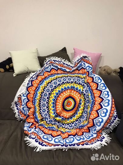 Полотенце пляжное круглое 150 см с бахромой