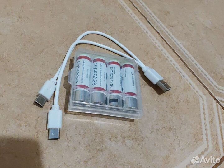 Аккумуляторы AA 6800mAh tupe-c