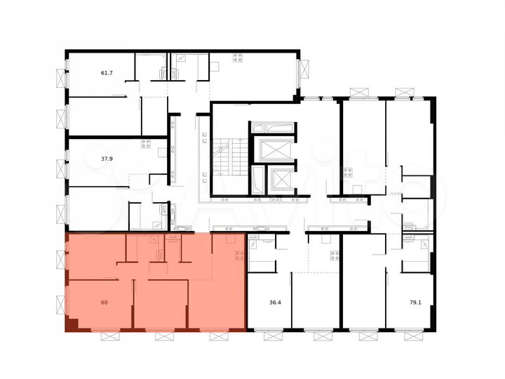 3-к. квартира, 68 м², 13/15 эт.