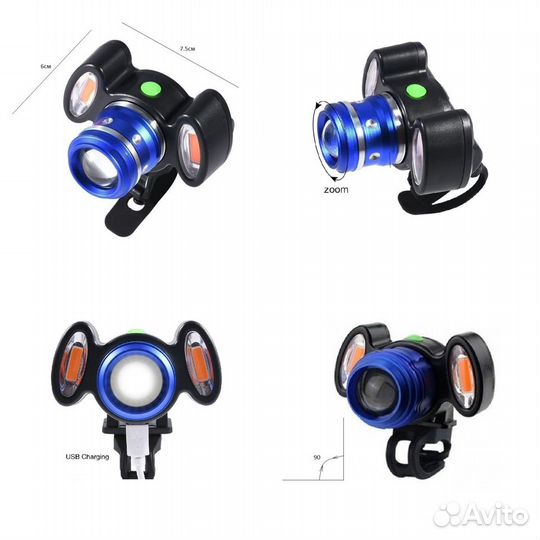 Фонарь велосипедный передний YZ-1256 200м zoom