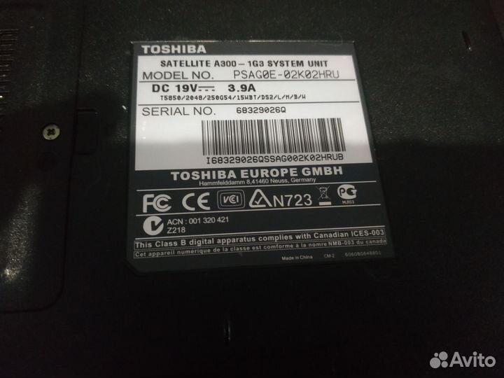 Ноутбук toshiba satellite a300