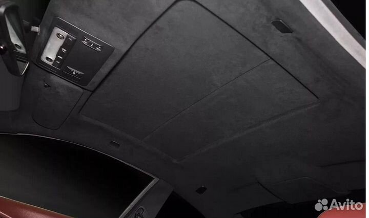 Перетяжка потолка автомобиля в алькантару