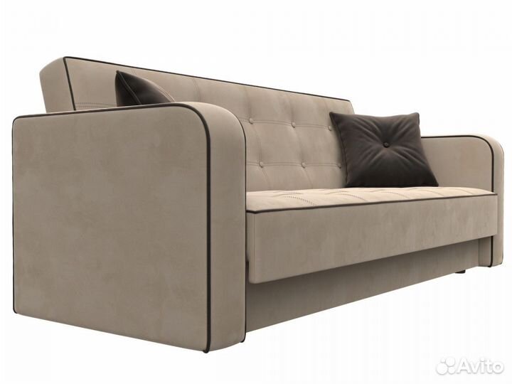 Диван-книжка Тур, велюр, бежевый, коричневый, коричневый