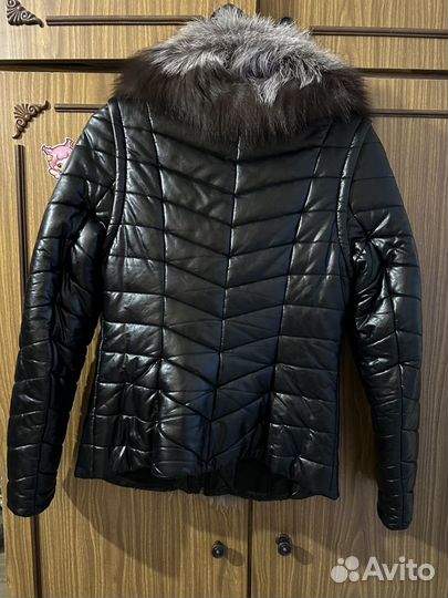 Кожаная куртка с натуральным мехом