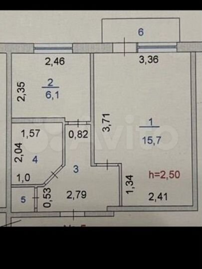 1-к. квартира, 28,9 м², 2/5 эт.