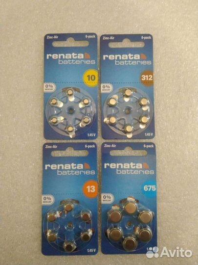 Батарейки для слуховых аппаратов Renata