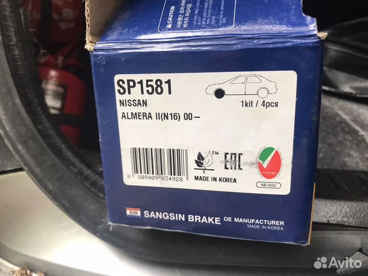 Тормозные колодки SP1581 almera n16/primera 10/11