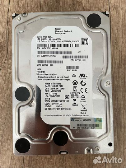 HPE 1TB 7200RPM WD1003fbyx SATA 3.5'