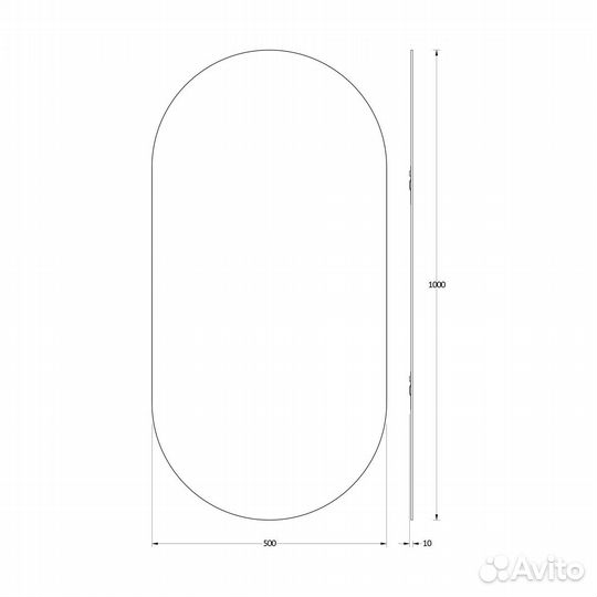 Зеркало черн окантовка 50x100 см evoform