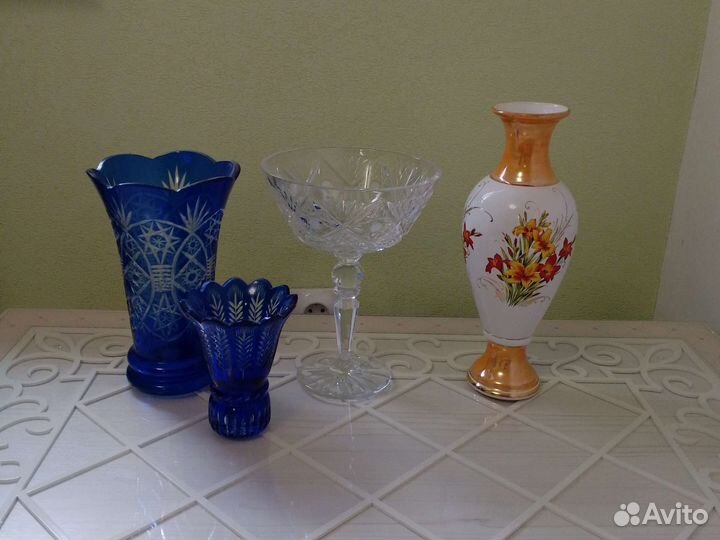 Хрусталь СССР ваза цветное стекло