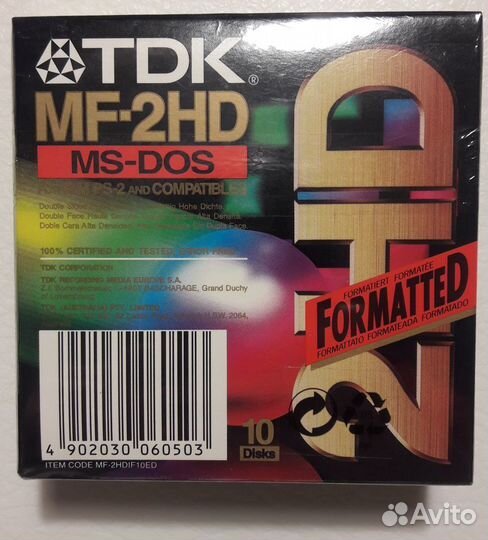 Упаковка из 10 дискет TDK MF-2HD MS-DOS новые