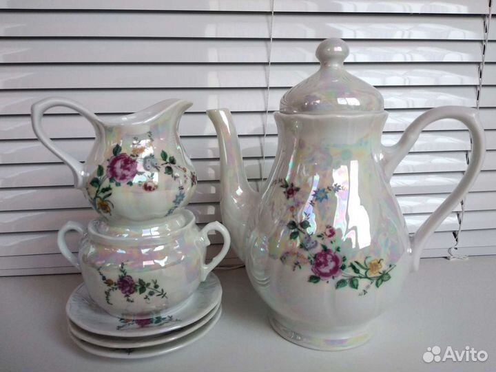 Часть польского кофейного сервиза фарфор перламутр