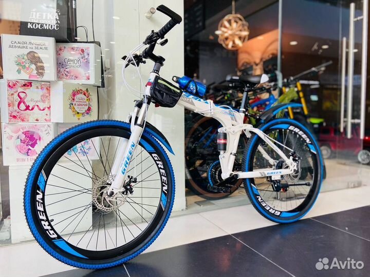 Премиум велосипед на спицах Green 26'' белый/синий