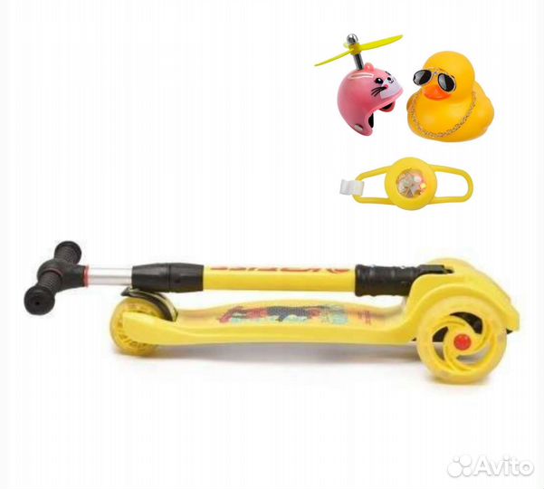 Самокат Kreiss Premium, светятся, Коробка+Звонок