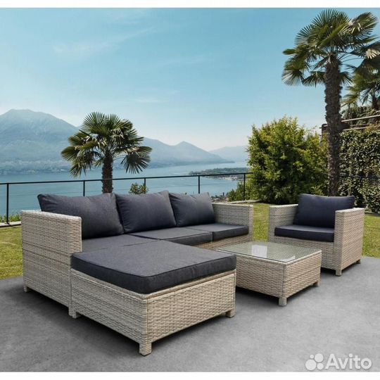 Комплект плетеной мебели YR821G Grey-Grey. Ротанг