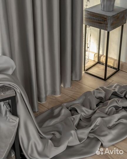 Комплект шторы и тюль Адора хром+Мона