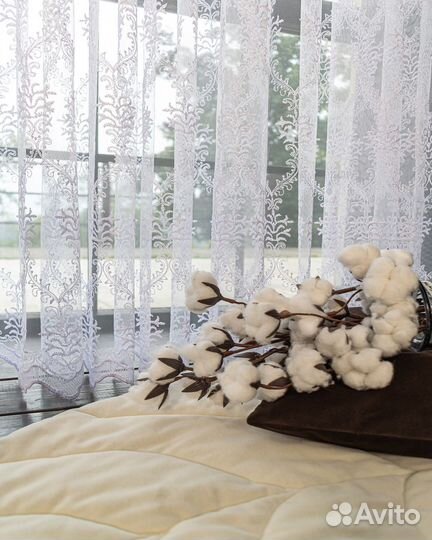 Микросетка с вышивкой тюль Лилиан Белый