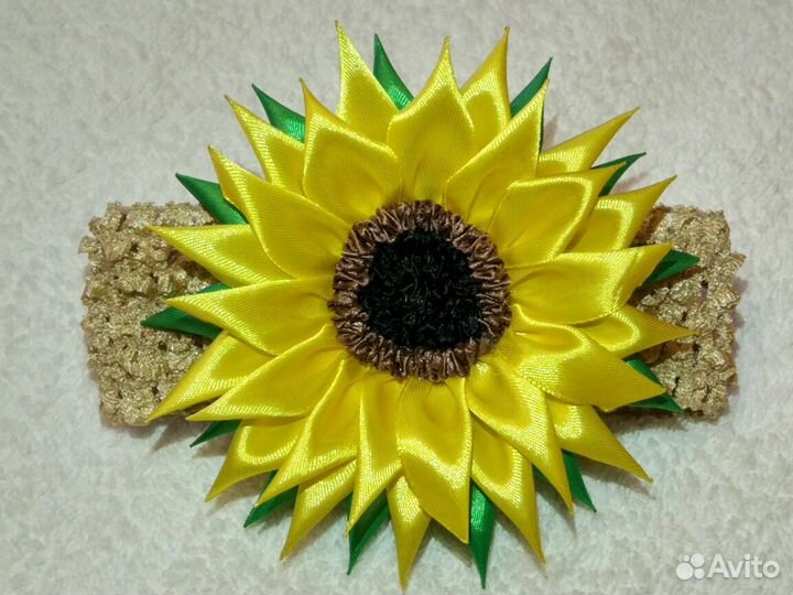 Повязка для волос с бантом из атласной ленты