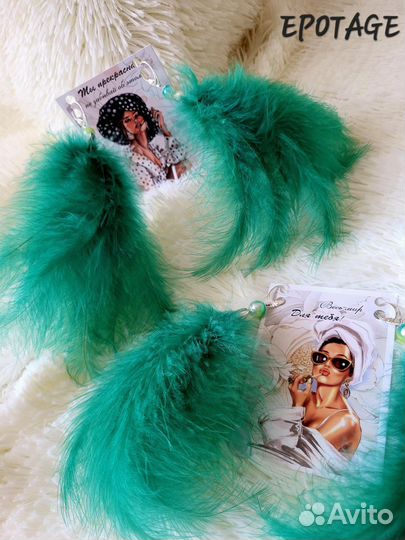 Серьги из перьев ручная работа