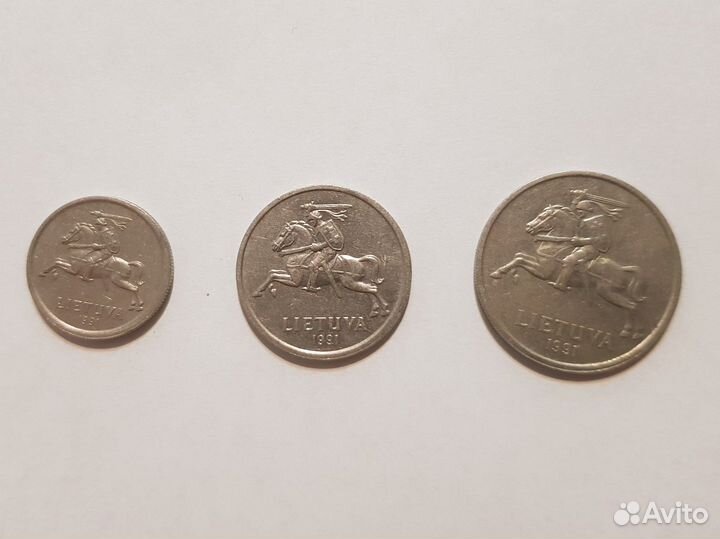Монеты Литвы. 1, 2, 5 лита