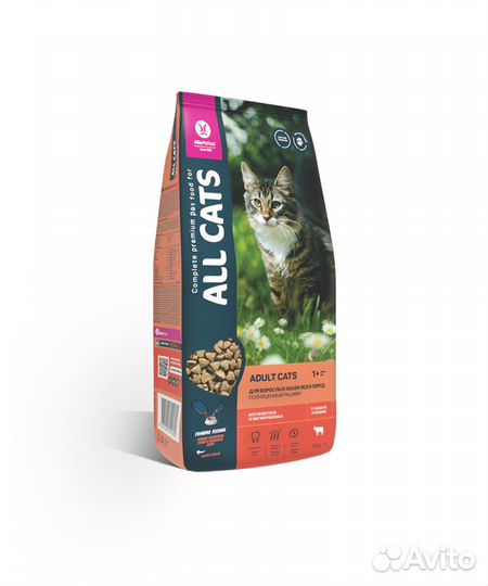 Корм All Cats корм сухой для взрослых кошек с говя