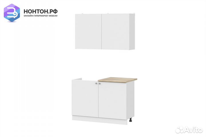 Кухня Айлин 1.2 м белый текстурный / тростник