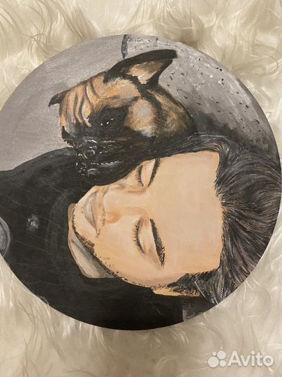 Портреты акрилом, карандаш, елочные игрушки