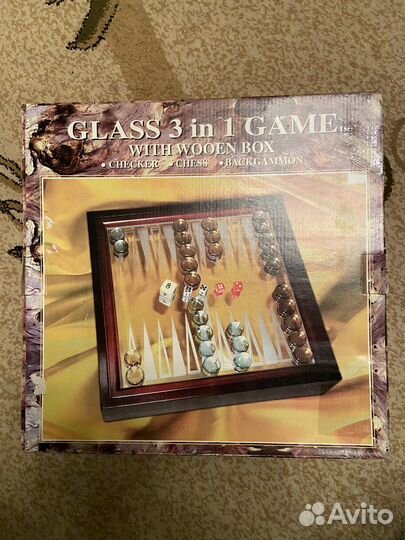 Шахматы-шашки-нарды стеклянные. 3 в 1