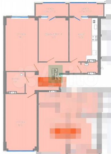 3-к. квартира, 85 м², 9/9 эт.