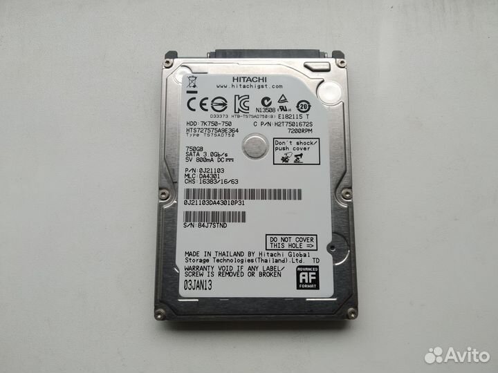 Жёсткий диск HDD 750GB для ноутбука