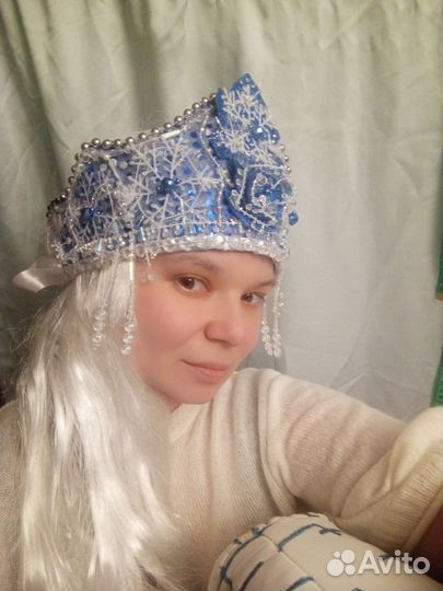 Кокошник для Снегурочки взрослый/детский