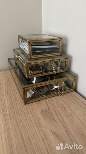 Шкатулка для украшений h&m home металл/стекло 3 шт