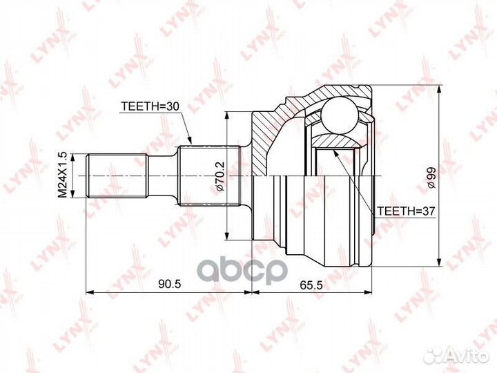 Шрус внешний перед прав/лев CO3852 lynxauto
