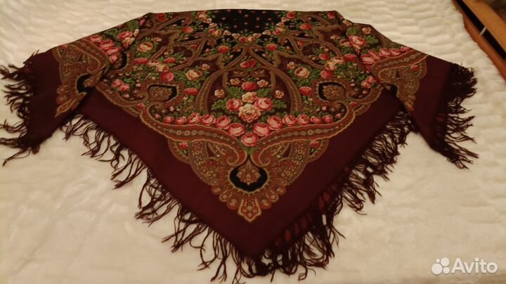 Павловопосадский платок шерсть, 145 145