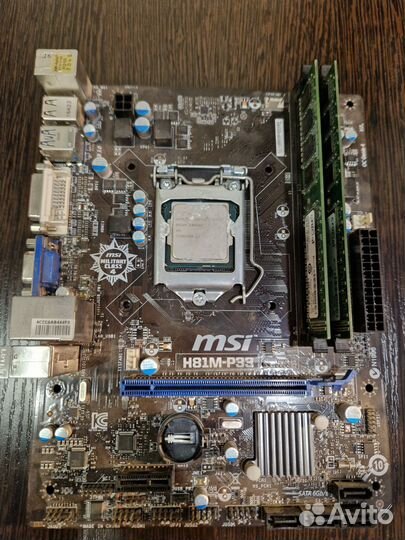 Материнская плата с процессором и памятью