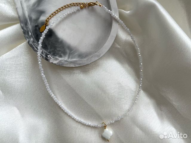 Чокер ручной работы хрусталь фурнитура мед. золото