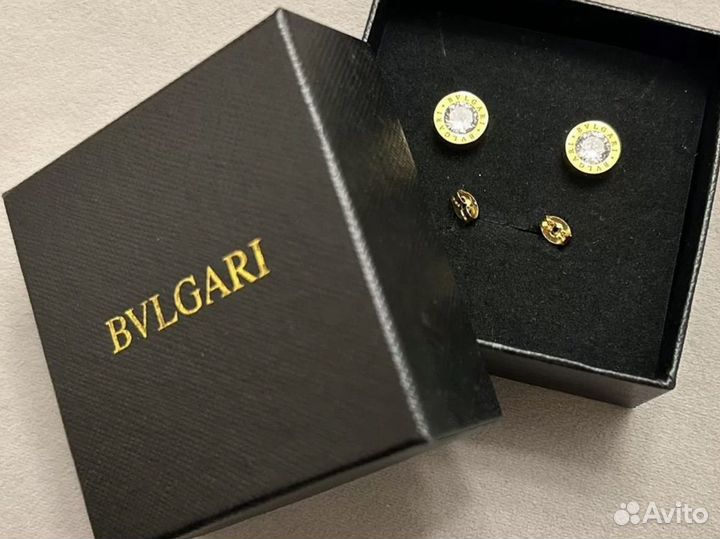 Bulgari серьги под золото (сменные кристаллы)