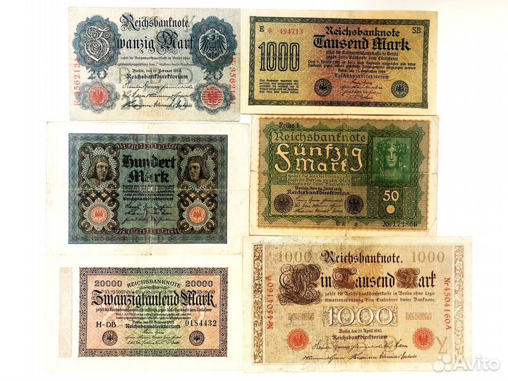 Набор банкнот (бон) Германии (1910-1923) состояние