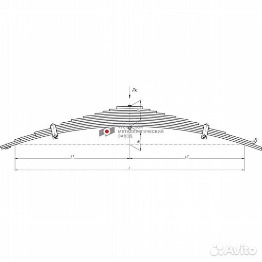 Рессора передняя 11-и л. без накладки урал-5557