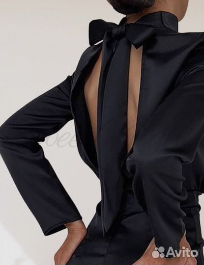 Платье женское 42 44 черное вечернее атласное