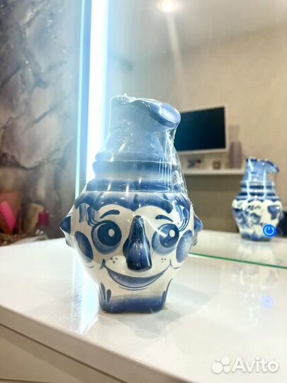 Сахарница самовар (фарфор-гжель)