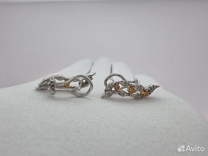 Золотые Серьги 585 пробы с бриллиантами. Рассрочка