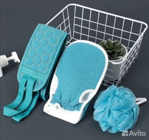 Набор мочалок 3 в 1 (мочалка, губка, перчатка)