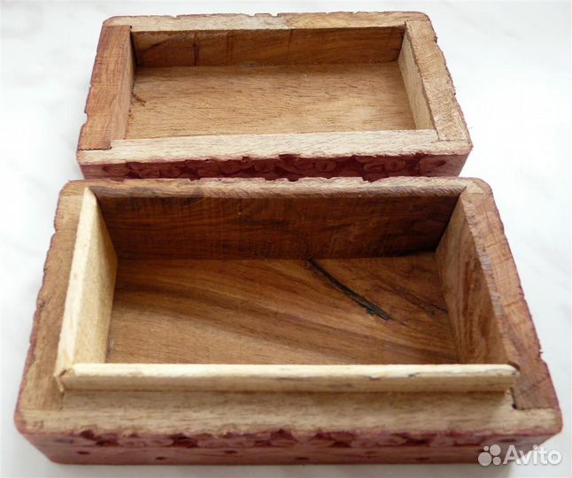 Шкатулка Деревянная Резная Съёмная Крышка 13x8 см