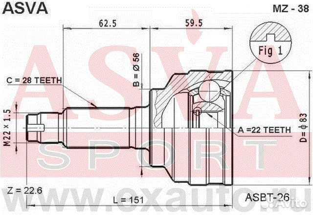 Шрус наружный 22x56x28
