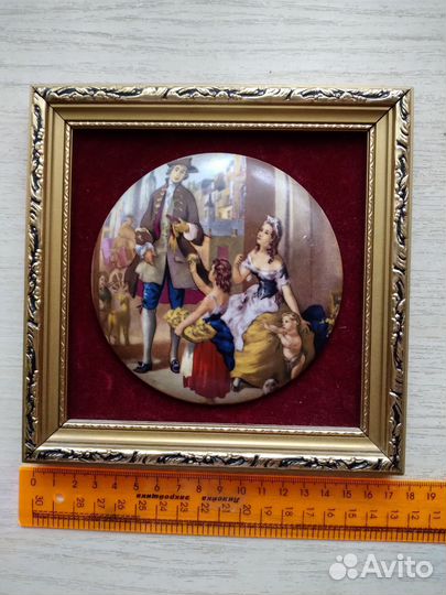 Английская картина-панно (плакетка) на бархате